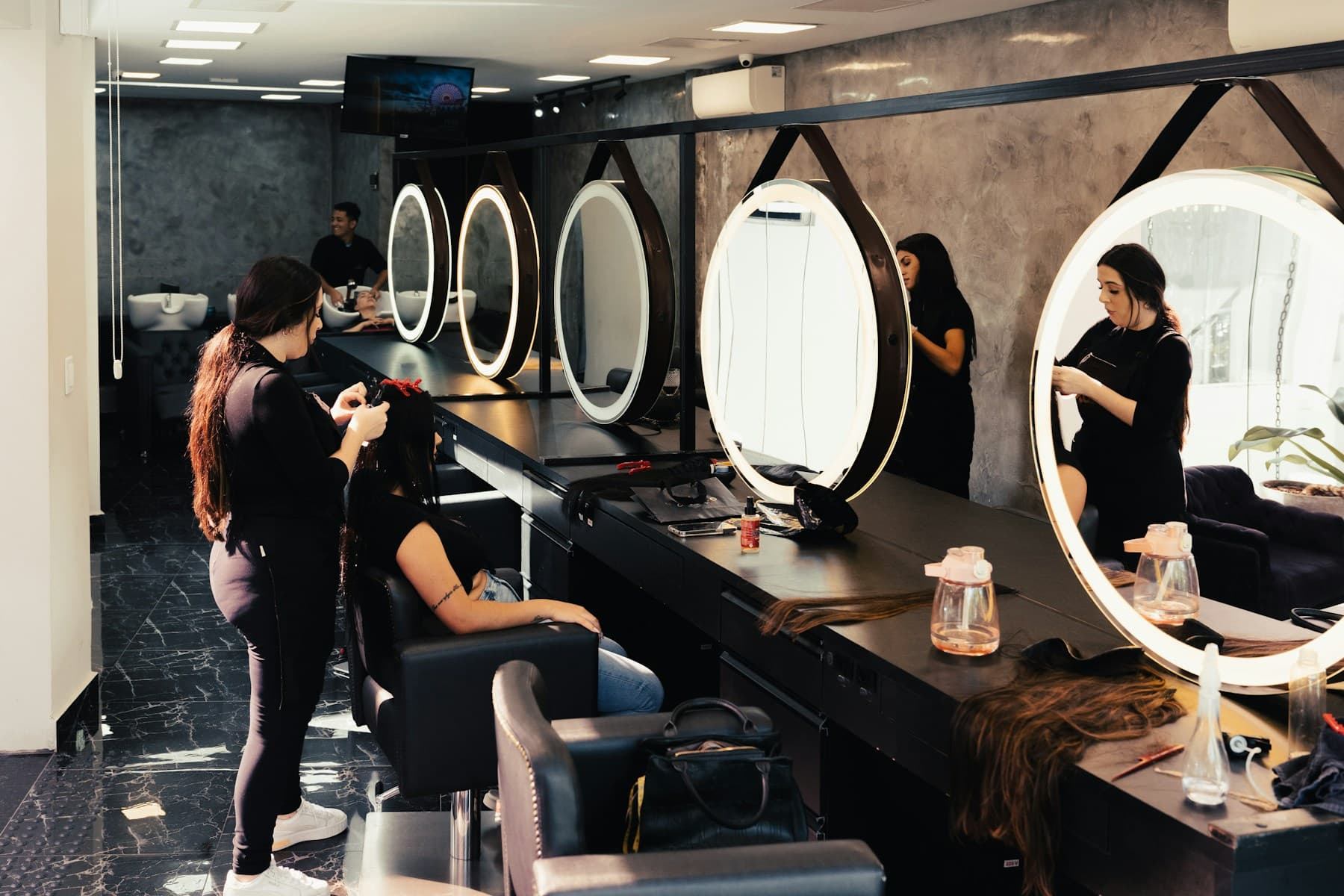 Hair stylist working